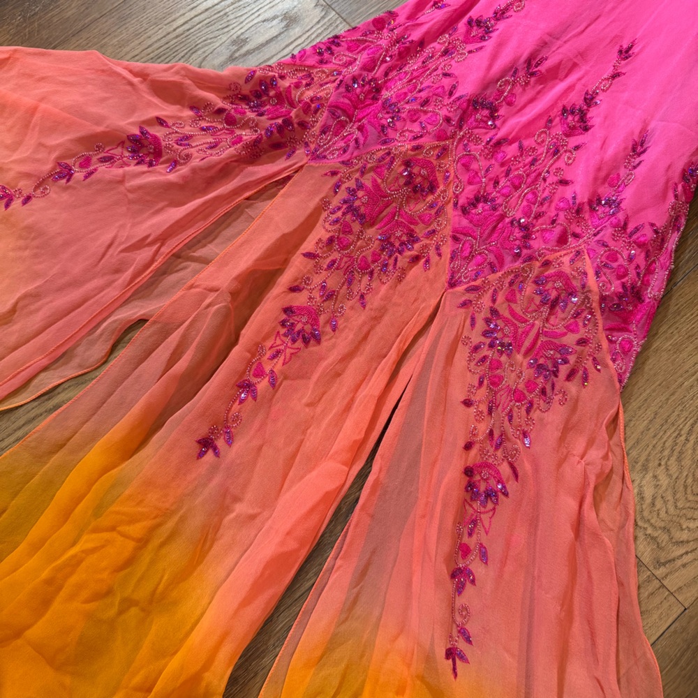Vintage Y2K 100% Silk Beaded Dress Vintage Beaded Dress Fairy Ombré Rainbow Prom - Picture 11 of 17